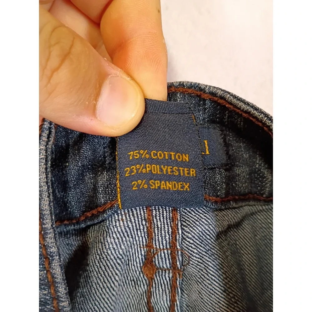 Y2K Bogari Women Size 4 Blue Dark Wash Whiskered Straight Leg Jeans